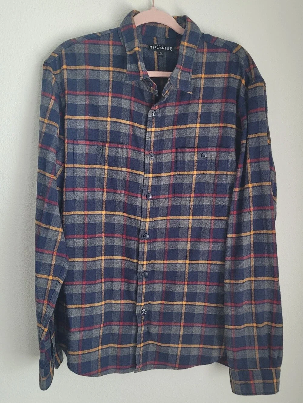 J.Crew Mercantile Men's Blue Plaid Flannel Button Down Shirt XL Gropcore